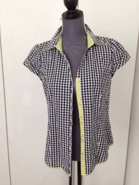 Bluse Kurzarmbluse Taifun Gr. 38 schwarz weiss kariert