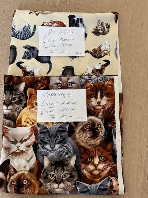 Baumwollstoffe mit Katzenmotiven