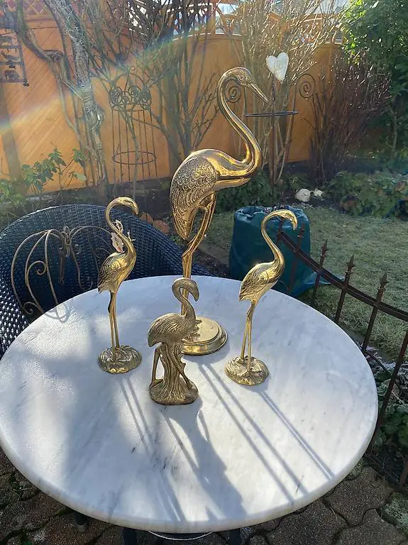 sehr imposante Flamingo Kolonie 60er Jahre aus Messing