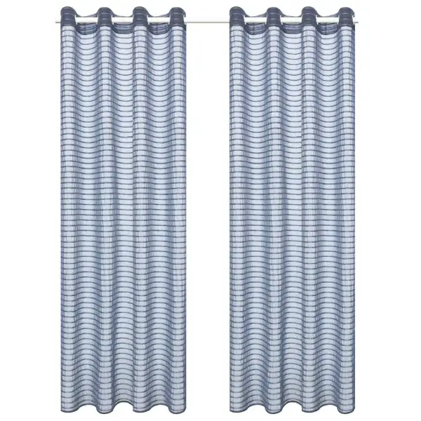  Gewebte Gardinen 2 Stk. Gestreift 140 x 175 cm Stahlgrau