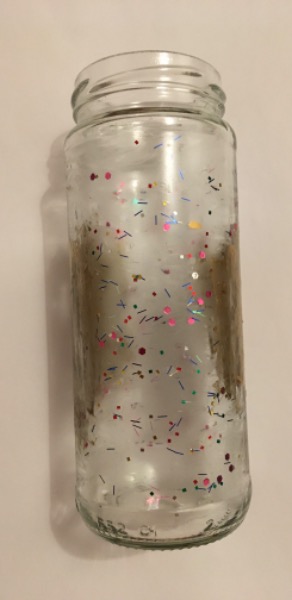 Glasvase glitzer und goldfarbe