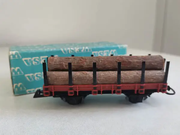 WESA Rungenwagen SBB rotbraun mit Holzstämmen, mit Schachtel