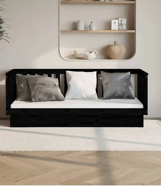 Tagesbett Schwarz 80x200 cm Massivholz Kiefer
