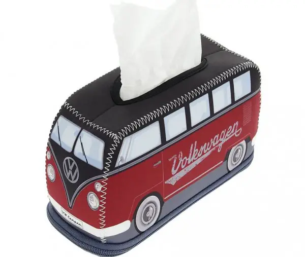 VW T1 BUS 3D NEOPREN KOSTMETIKTUCHSPENDER - ROT/SCHWARZ