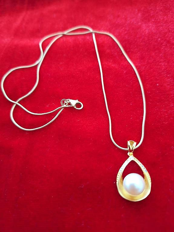 Silber Kette mit Medaillon vergoldet/ gestempelt 925