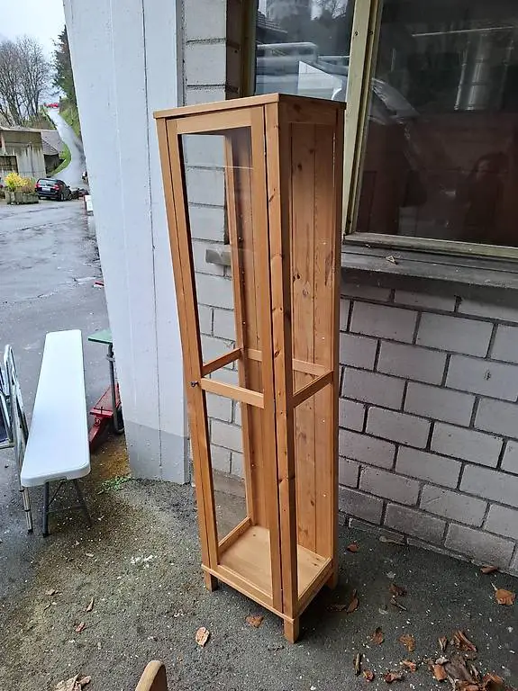 Vitrine Massivholz / Glas 3 Seitig mit Glas und 4 verstellba