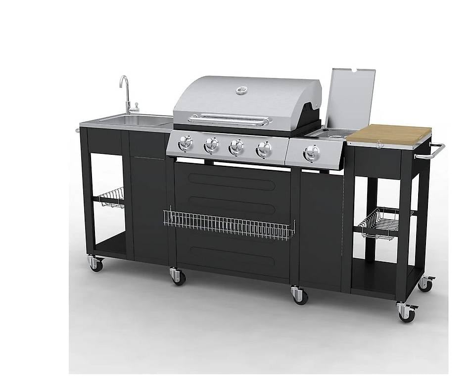 Gasgrill mit 4+1 Flammen Schwarz SET