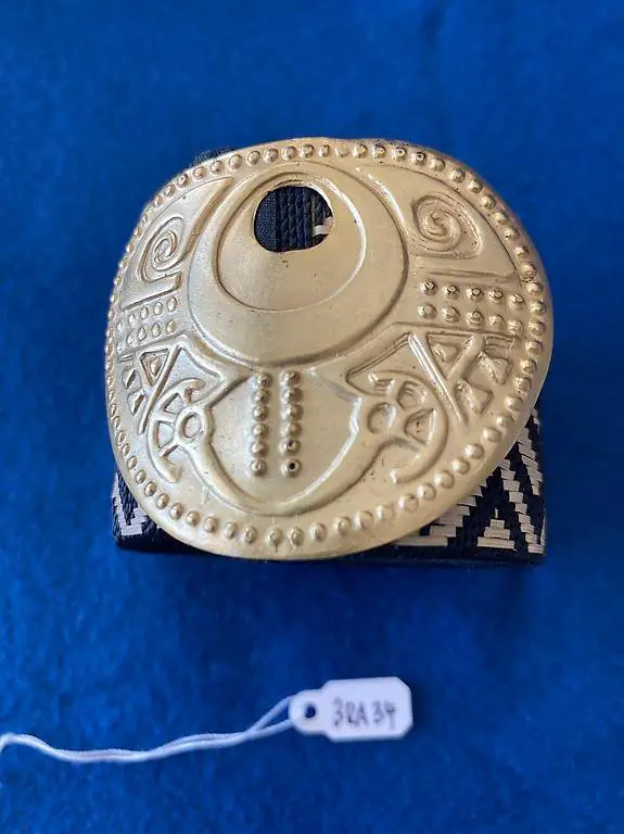 Goldschmuck Armreif Stoffband 14 K vergoldet Handmade