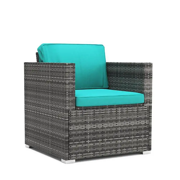 Rattansessel KOS grau/türkis