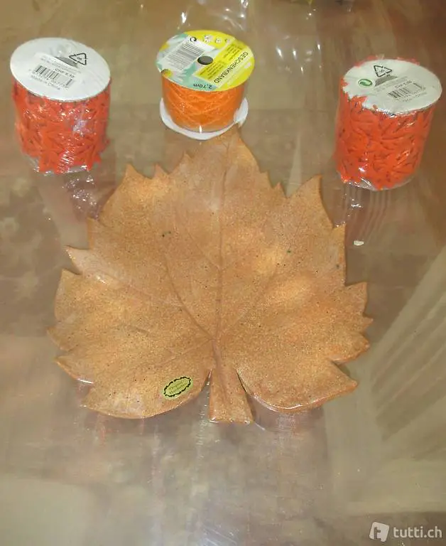 keramik blatt mit 3er-set dekoband-