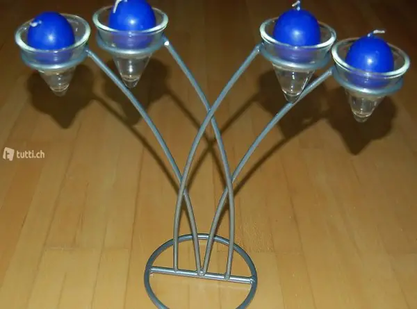 Kerzenständer aus Metall mit Glas - NEU- Schnäppchen