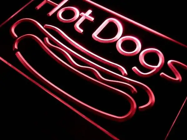  Neon 3D LED Leucht-Schild Hot Dogs, Leuchtreklame Hot Dog