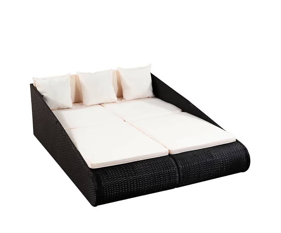 Gartenliege EMILIA 200 x 142 x 59 cm schwarz/beige