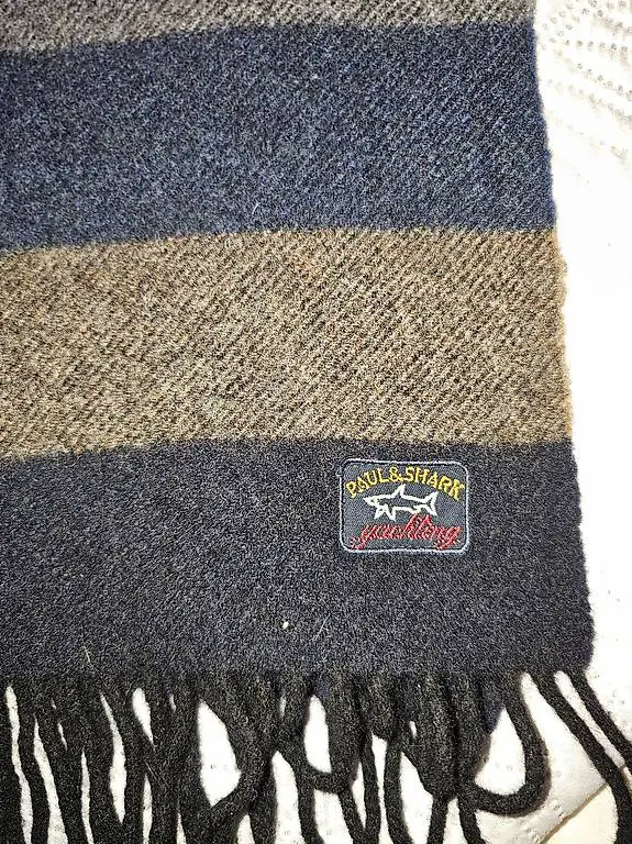 Echarpe Paul&Shark laine hiver homme avec franges, chaud