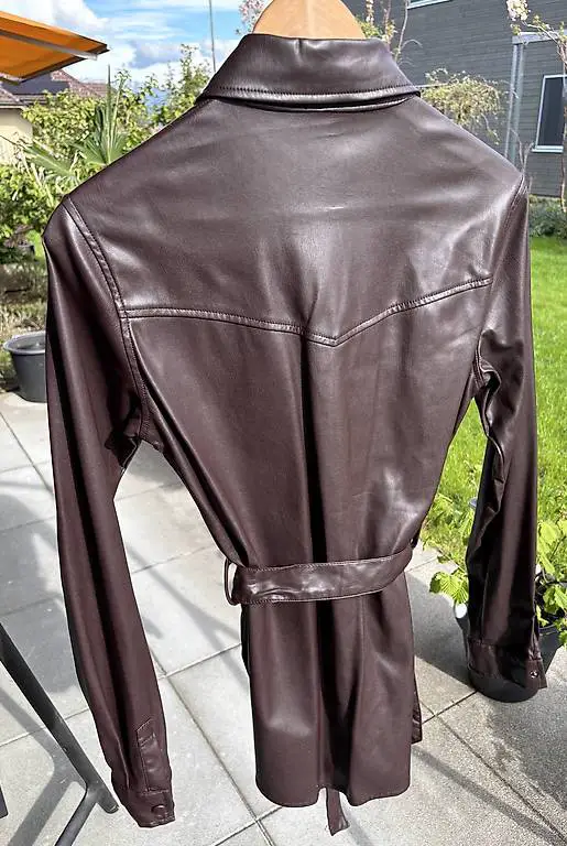 Braunes Damenhemd Lederimitat Grösse S