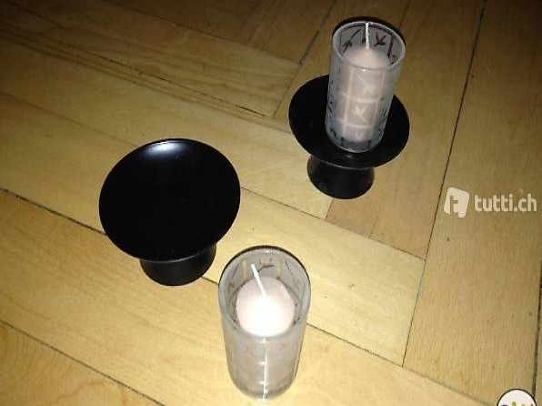 Kerzenständer 2St. aus Metall mit abnehmbaren Glas