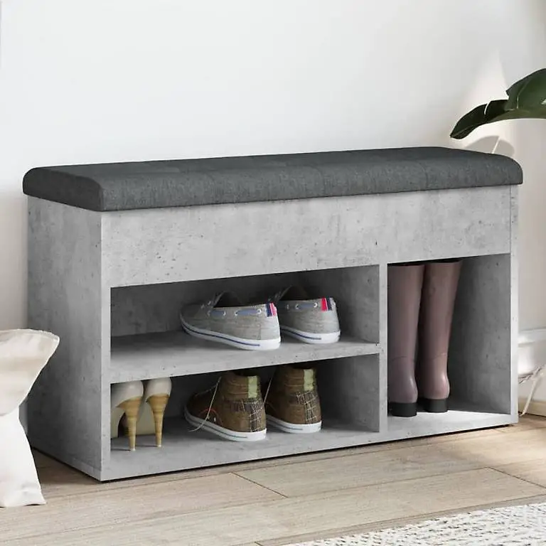 Schuhbank Betongrau 82x32x45,5 cm Holzwerkstoff