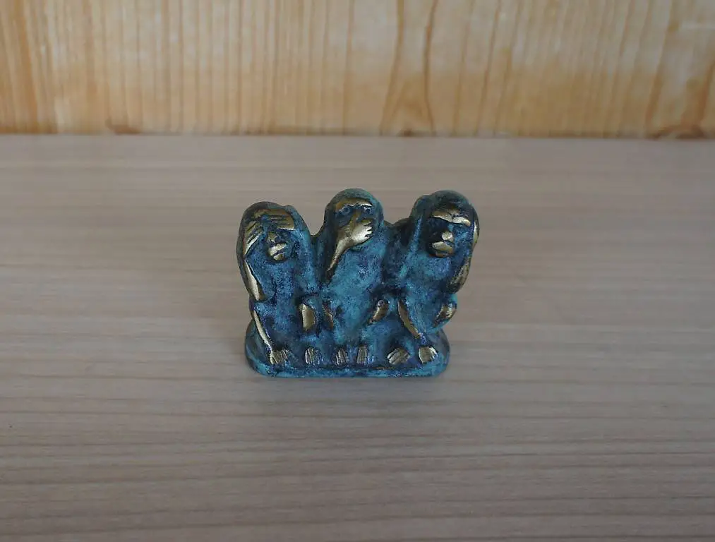 3 weise Affen Mizaru Kikazaru Izawaru Messing Bronze