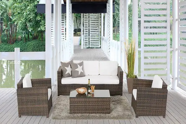  Rattanmöbel 3er Sofa Outdoor braun