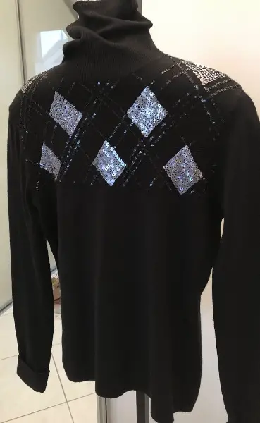 Pailletten-Roll-Kragen Pullover