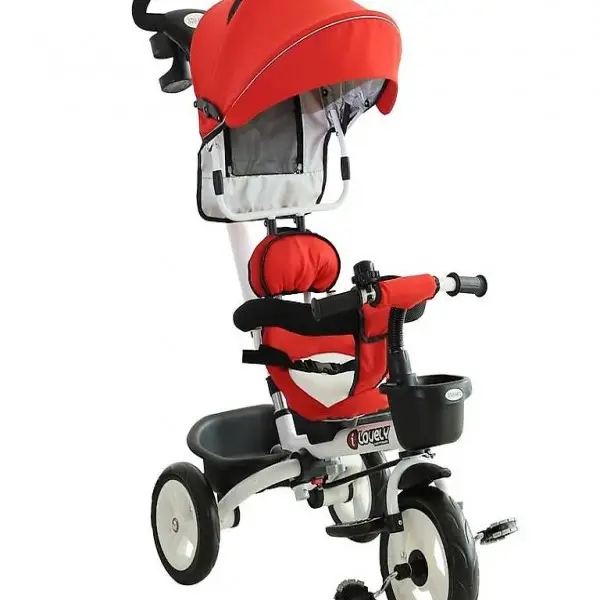  4-in-1 Kinderwagen Dreirad Buggy Aluminium Kunststoff rot