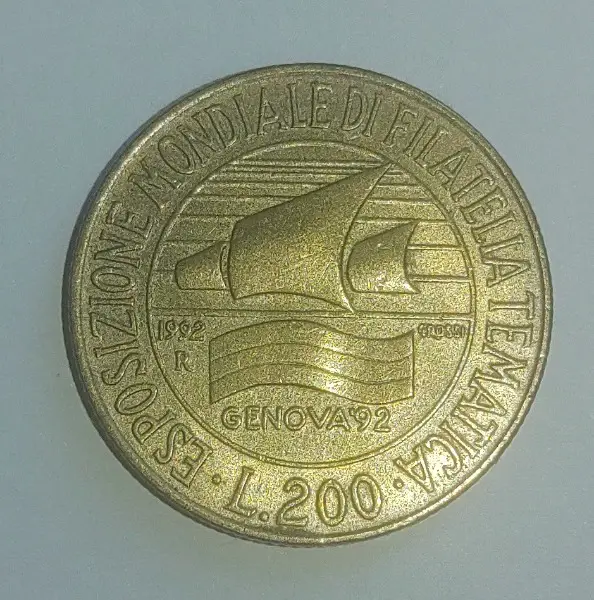 Münze: 200 Lire Philatelic Exhibition - Genoa"92