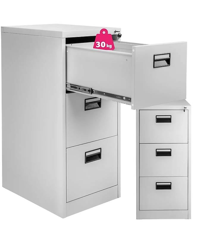 Aktenschrank grau aus pulverbeschichtetem Stahl