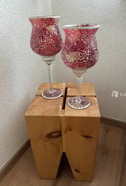 Mosaik Glas Kerzenständer mit batteriebetr. Wachskerzen