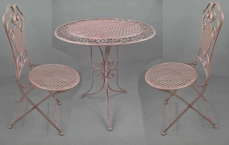 Garten Tischgruppe Set, Metall, rosa 2 Stühle 1 Tisch