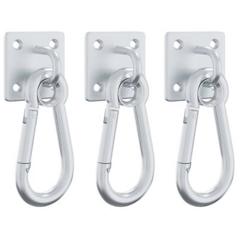 Augplatten mit Karabinern 3 Stk. 360° Silbern Stahl 283637