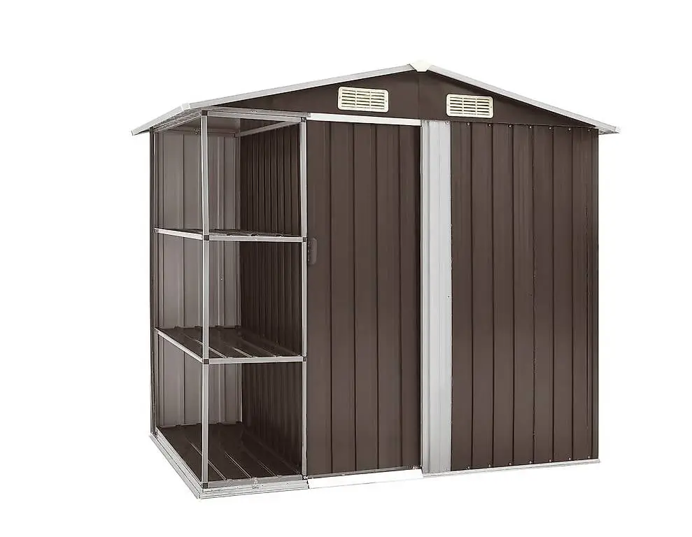 Gartenhaus mit Regal Braun 205x130x183 cm Eisen