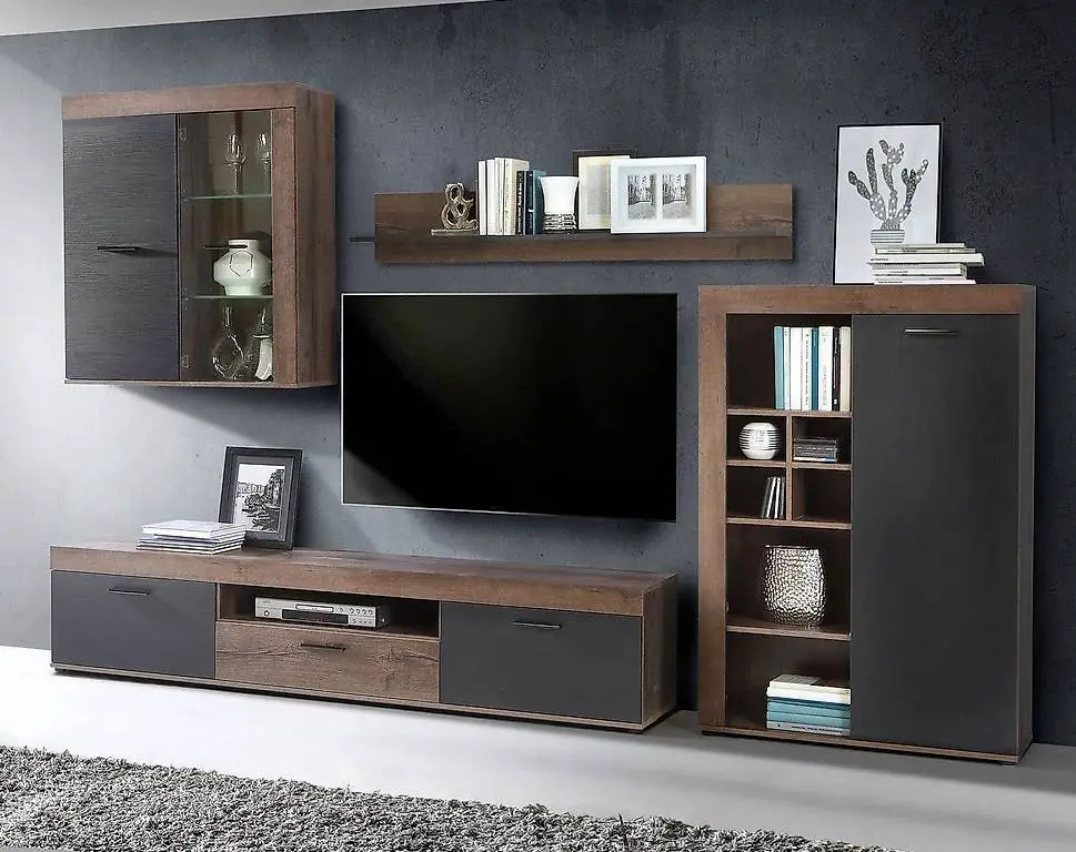 Wohnwand VALENTIN offene Fächer Schublade (n) (Neu)