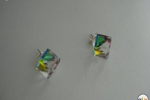 Clous d"oreilles Argent 925 Carrés Cr.Vitrail Medium Swarovs