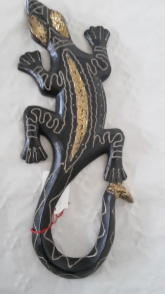 Geko schwarz/ goldfarbig (Handarbeit)