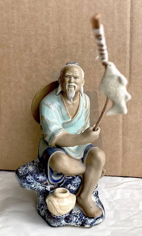 Asiatika: Chinesische Shiwan Keramik Fischer Vintage