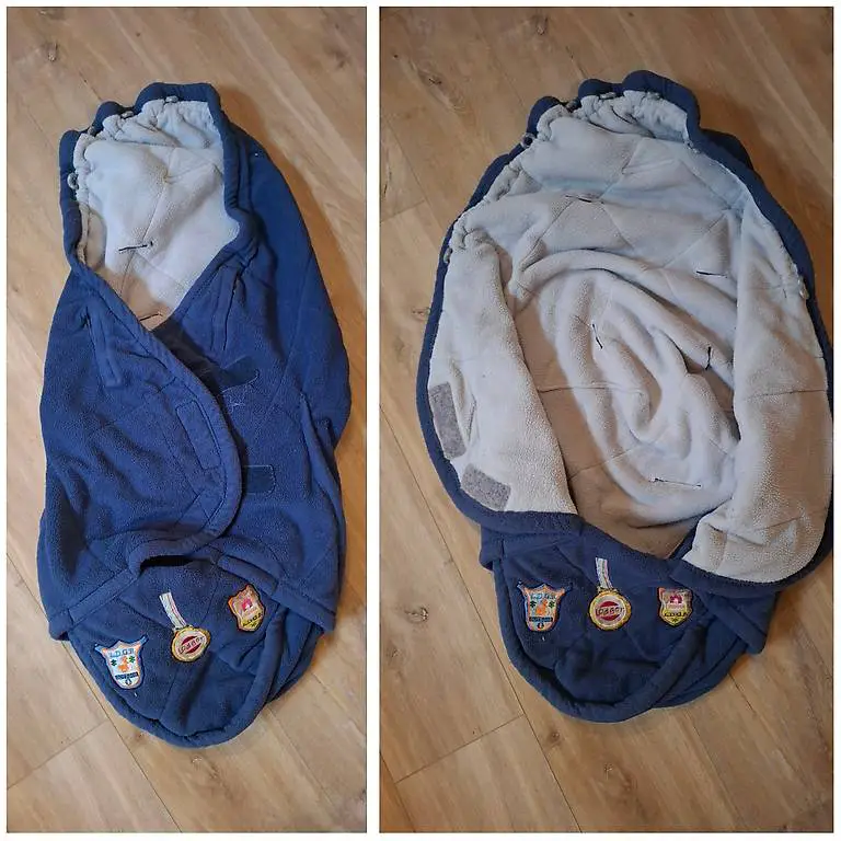 Fusssack aus Fleece blau/grau