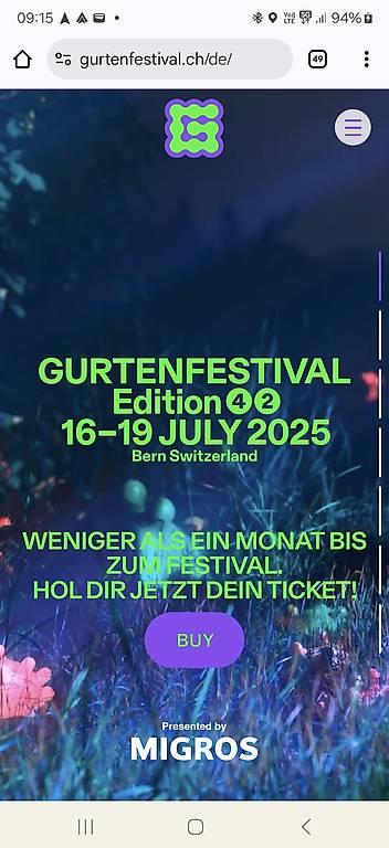 2 Tagespass Gurtenfestival Freitag & Samstag