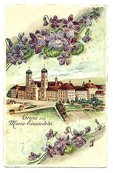 Ansichtskarte coloriert antik "Kloster Einsiedeln"