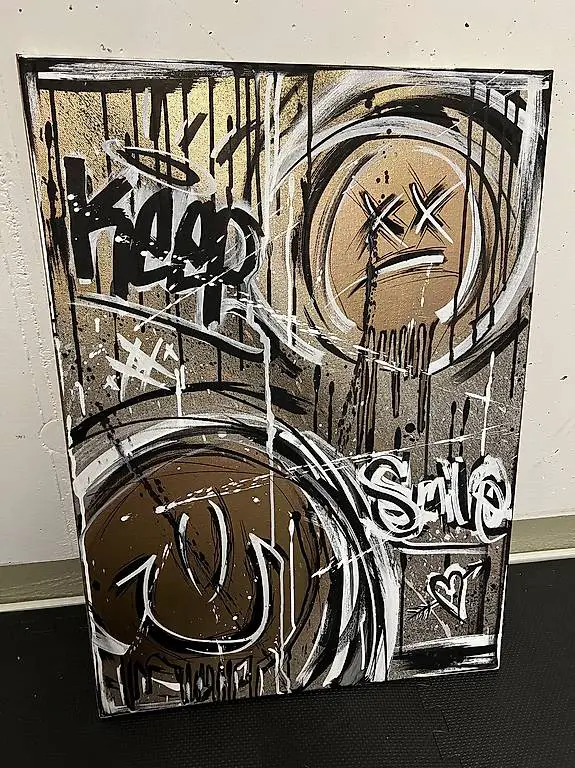 kunst, bild, leinwand, selbst genacht kewp smile