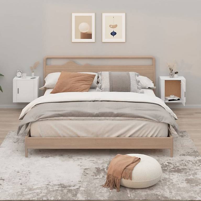 NeuWand-Nachttische 2 Stk. Hochglanz-Weiss 50x30x47 cm