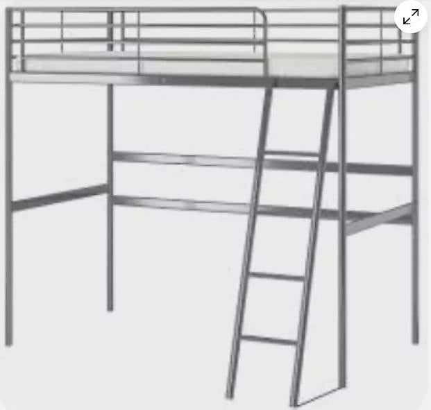 Hochbett grau Inkl. Matratze 190x140 cm