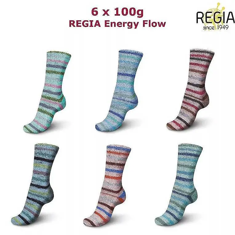 6 x 100g Sockenwolle REGIA ganzes Sortiment-Neu Stricken