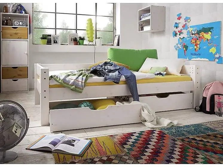 Tobykids Einzelbett 90 x 200 cm Kiefer massiv weiss