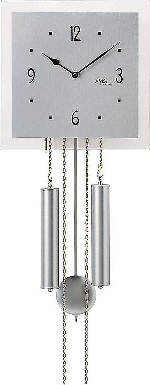 Wanduhr - AMS mit Pendel mechanisch silbern eckig Pendeluhr