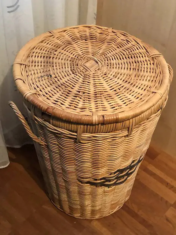Wäschekorb Wäschetonne Rattan Korb Vintage mit Deckel gross
