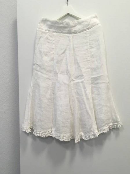 120% LINO, Jupe midi, weiss, gefüttert, Rüschensaum, D38,40