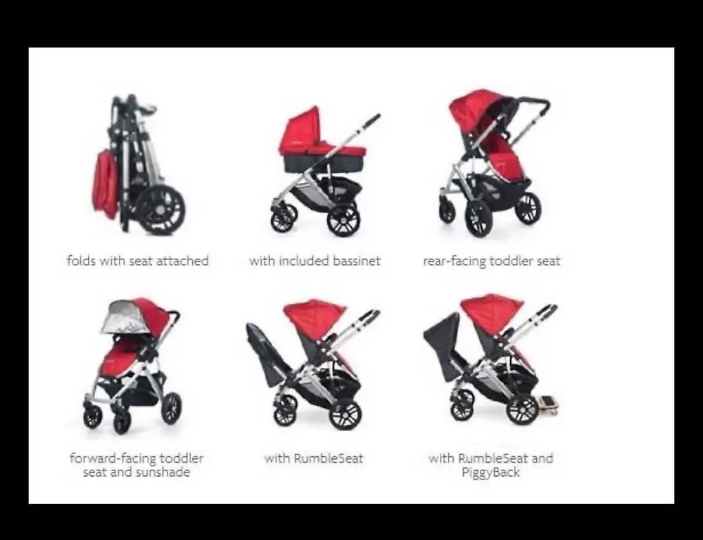 Uppababy Vista Rot/grau Baby Kinderwagen Wanne