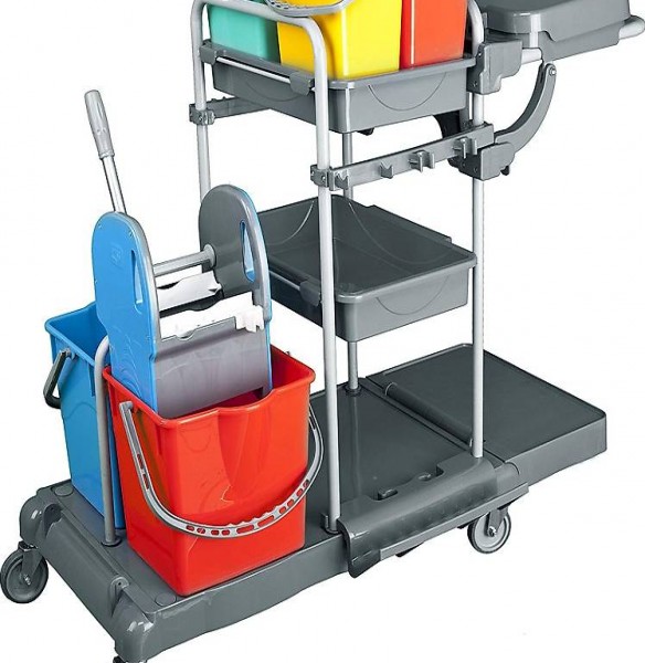  Reinigungswagen Set mit Zwei-Eimer-Wischeinheit