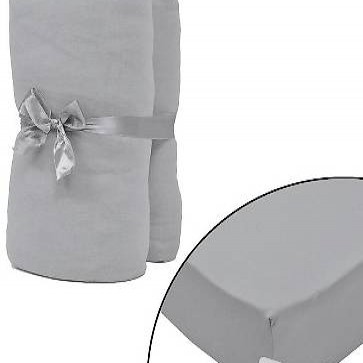  2x Spannbettlaken Baumwolljersey 120x200-130x200cm Grau