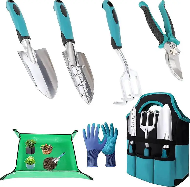 Gartengeräte 7-teiliges Set, Gartengeräte-Set, Leichte Alumi